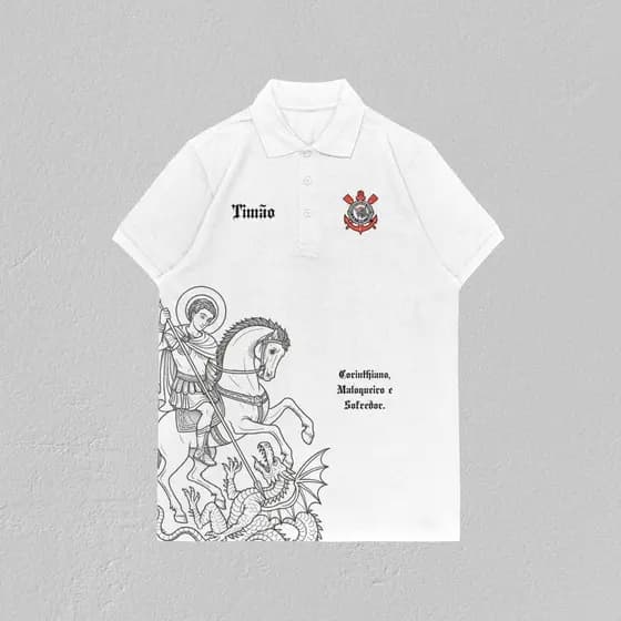 Camiseta Polo Corinthians São Jorge Fiel Timão Unissex Tradicional