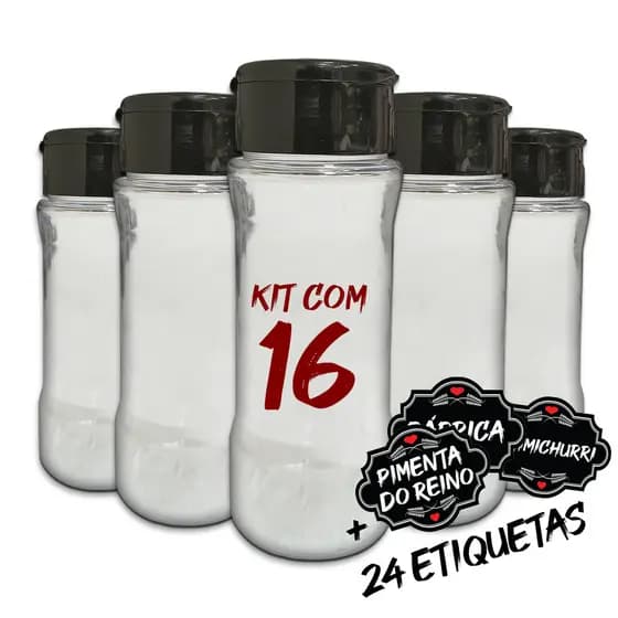 Pote Tempero Kit Potes + 24 Etiquetas Adesivas Porta Condimento T 130
