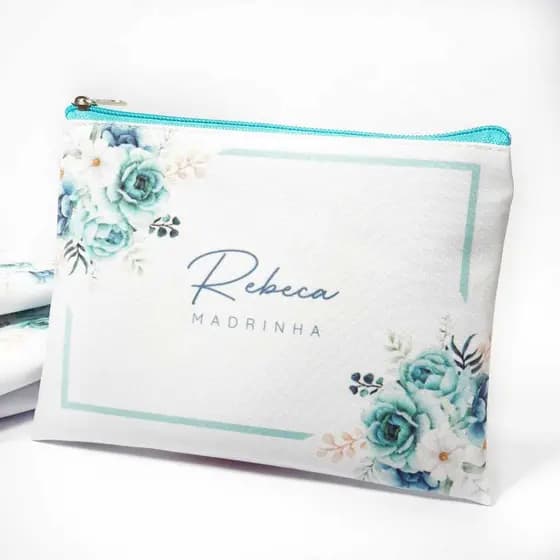 10x Necessaire personalizada para lembrancinha de casamento azul tiffany