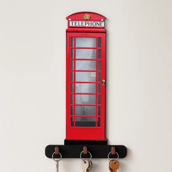 Porta Chaves - Cabine Telefônica em MDF 19X10 CM Enfeite Para Parede