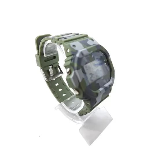 Relógio Masculino Esportivo Digital À Prova De Água 3 ATM Luz Metal Borracha Camuflado com caixa Verde