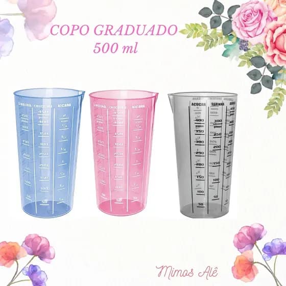Copo Medida Graduado 500 ml com medidas em Xícaras, Gramas e ml - Receitas Perfeitas...