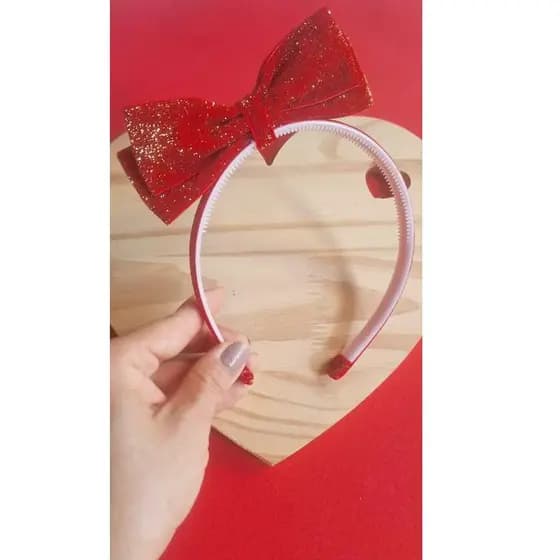 Tiara infantil, Laço veludo com brilho, Tiara festa Natal,, arquinho para menina, acessório infantil.