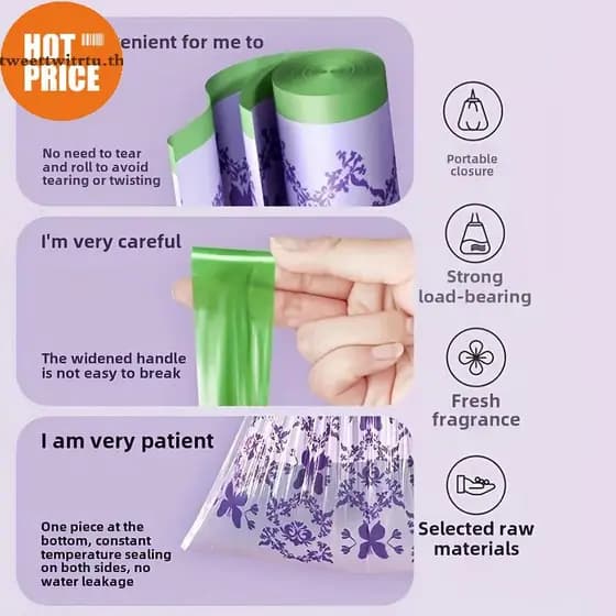 WEIYU 50 Unidades De Sacos De Lixo Com Cordão De Lavanda De Grande Capacidade Alças Para Cozinha , Banheiro , Quarto E S