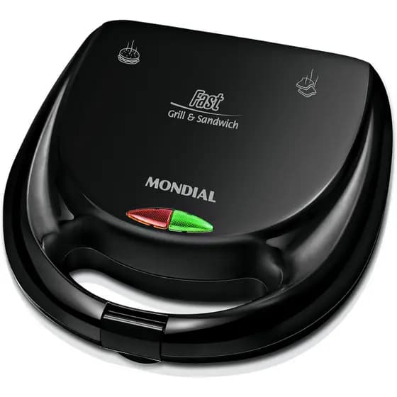 Sanduicheira Fast Grill e Sandwich, Mondial, Preto, 750W