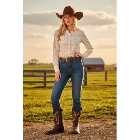 Bota Texana Feminina Country Bico Quadrado Em Couro ecológico