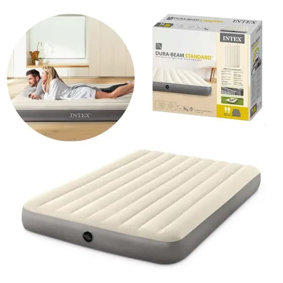 Colchão Inflável Queen (203x152x25cm) Dura Beam Single High Intex 64103 Branco e Cinza