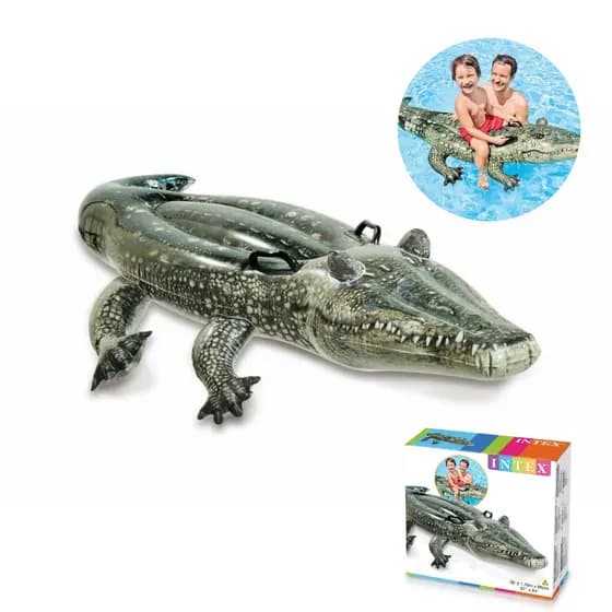 Boia Inflável Infantil Bote Jacaré Gator Realista Intex Para Piscina 1,70m