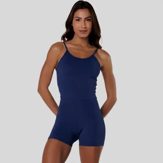 Macaquinho Fitness Poliamida Blackout Zero Transparência Modelador Academia Preto
