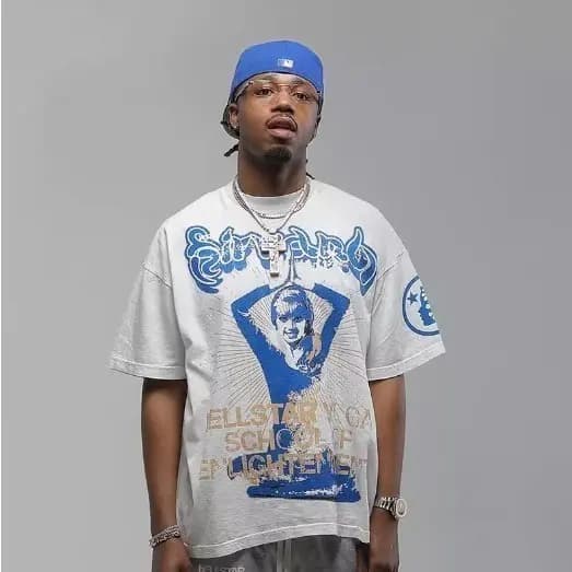 HELLSTAR Yoga Fashion Vintage Camiseta De Manga OVERSISE Impressa Para Homens Hip Hop Summer