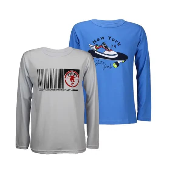 Kit 2 Camiseta Masculina JUVENIL Manga longa 10 a 16 anos meia estação