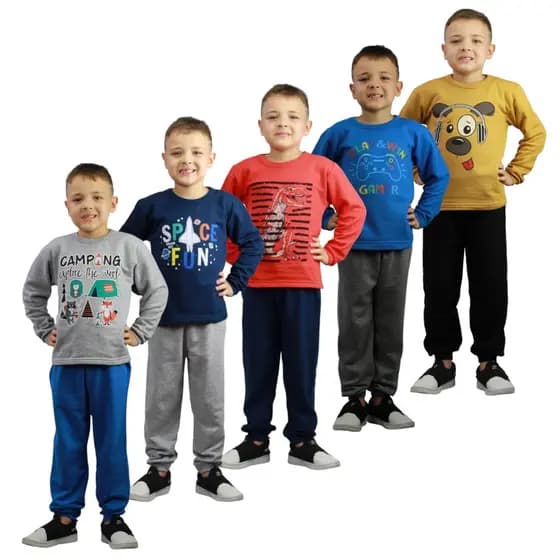 Kit 3 Conjunto de moletom masculino infantil bebê 5 meses até 6 anos