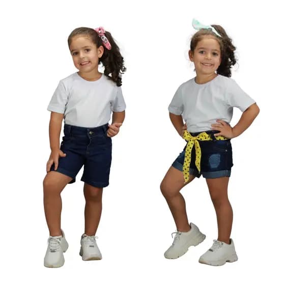 Kit 2 Shorts jeans feminino Infantil e Juvenil 4 a 16 anos