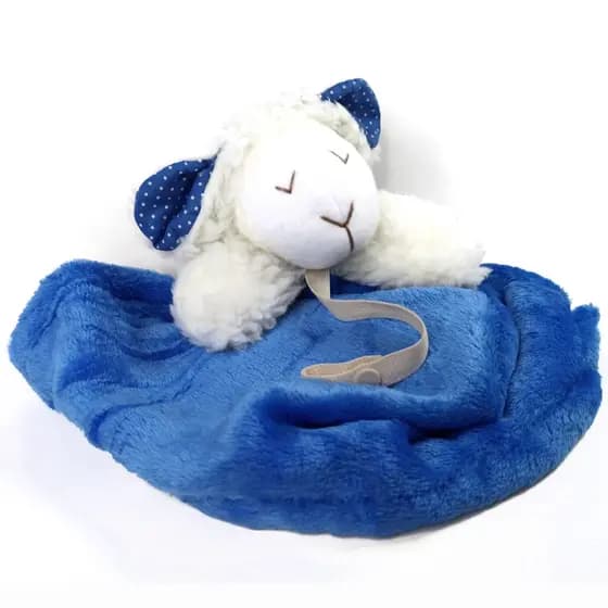 Naninha para bebe ovelha azul c/ prendedor de chupeta pelúcia menino