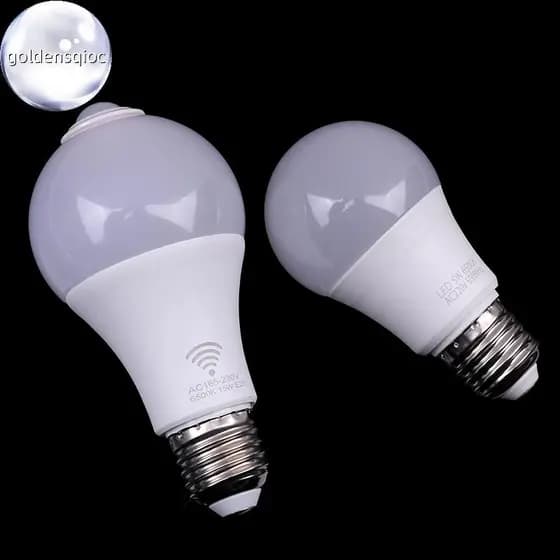Lâmpada LED Com Sensor De Movimento PIR Dourada E27 Detector Luz Noturna Pt