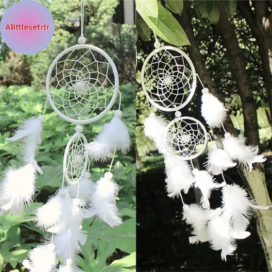 Tlesettrtr Branco Apanhador De Sonhos Circular Com Penas Decoração De Parede Artesanato BR
