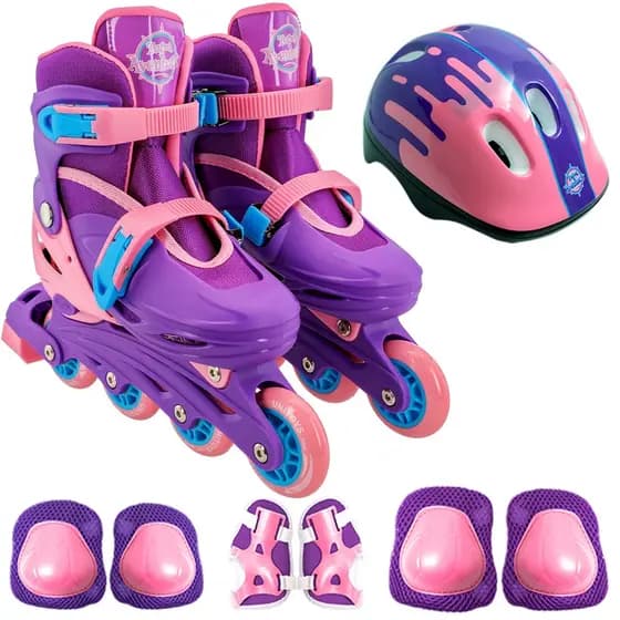 Patins Infantil Roxo Freio Tamanho Ajustável 30-33 Até 60kg Unitoys