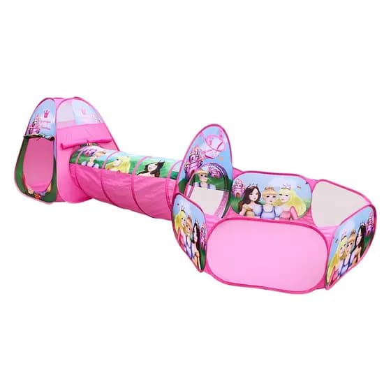 Barraca Infantil Meninas Tenda 3 Em 1 Princesas Grande Dm Toys