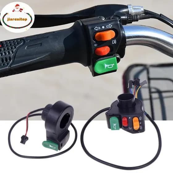 jiarenitop 3 Em 1 Bicicleta Elétrica Scooter Motocicleta Lidar Com Interruptor De Plástico Farol Chifre Botão Sinal Volt