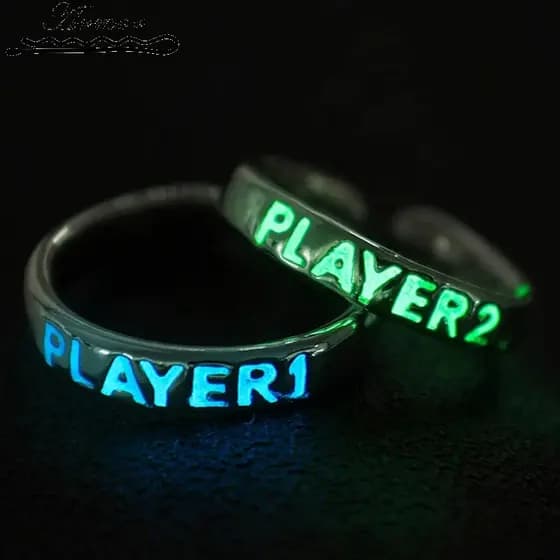 1 Par De Casal Brasileiro Jogo De Amor Anel Luminoso Criativo Brilhante No Dark Player 1 2 Combinando Presente Do Dia Dos Namorados Simples
