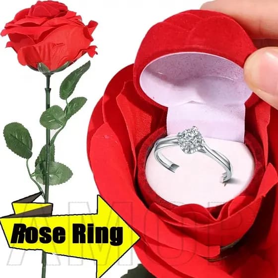 Rose Flower Velvet Ring Box-Porta-Anel De Noivado-Caixa Para Embalagem De Jóias-Caixas De Presente Românticas O Dia Dos Namorados , Armazenamento Brincos