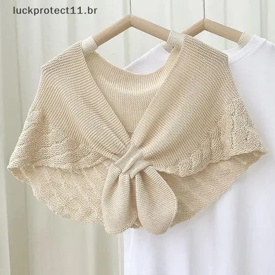 LTBR Feminino Malha Quente Xale Simples Pescoço Guarda Cachecóis Blusa De Cor Sólida Ombros Coleiras Falsas Verão Ar Con