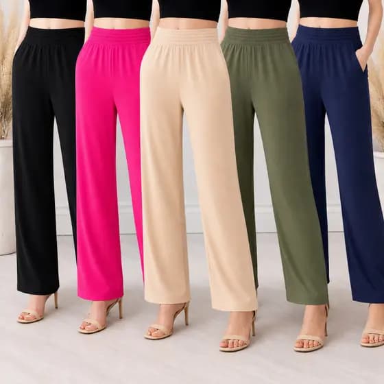 Calça Pantalona Feminina Duna com Bolsos Laterais e Cintura Alta Confortavél Chique Elegante Casual Trabalho