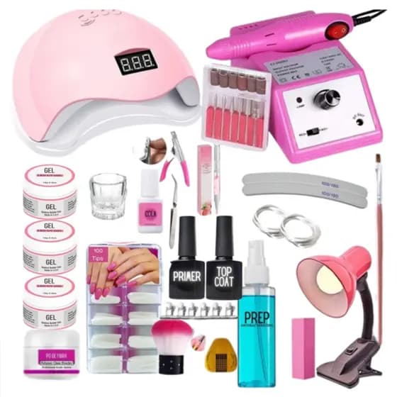 Kit De Unhas Completo Profissional Unhas De Gel Acrigel Fibra De Vidro