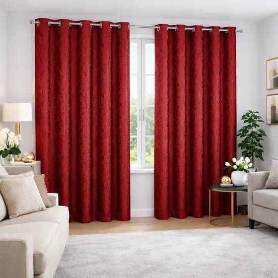 Cortina Jacquard com Ilhós Cromado para Varão Sala e Quarto