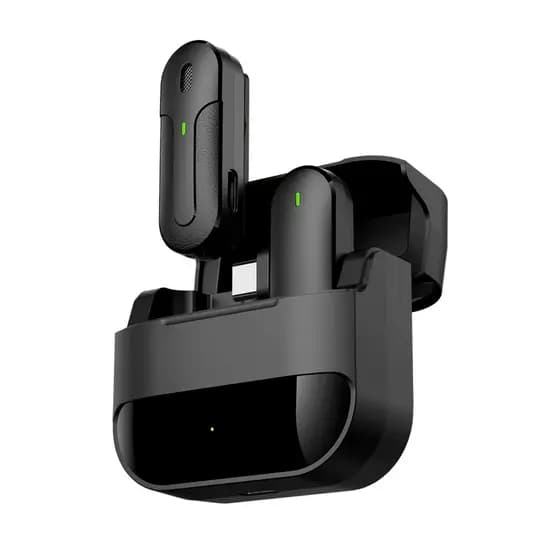 Microfone Lapela Sem Fio Profissional USB-C Redução de Ruído Vídeos Lives HD