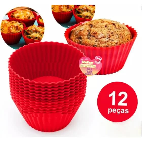 Kit 12 Pecas Forminha De Silicone Forma Assadeira Para Cupcake Capcake Mini Bolo - Cozinha Air Fryer