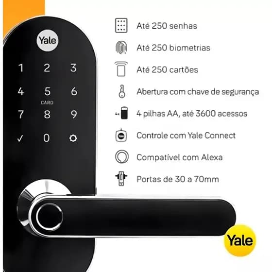 Fechadura Eletronica Digital Biometrica Yale Para Porta Externo Prova agua Segurança Protecao Zigbee