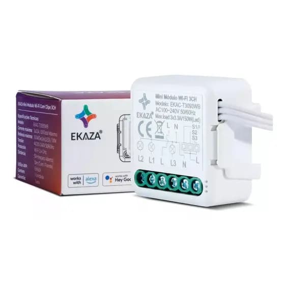 Mini Módulo Embutir KIT 1 a 4 Módulos Wifi 3 Canais Automação 10A Branco Tuya ekaza google assistente alexa