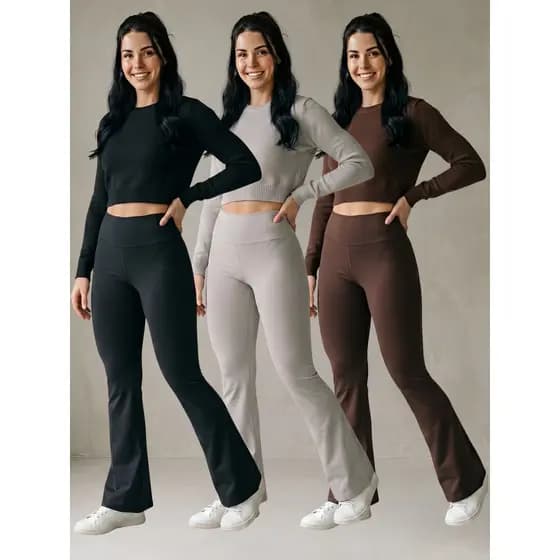 Calça Feminina Flare em Poliamida Costura Premium Toque Macio