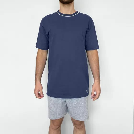 Pijama Masculino Liso Algodão Manga Curta Verão Gola Redonda Usee Brasil