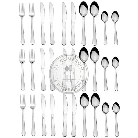 Jogo de talher faqueiro 30 peças Basis Biona aço inox