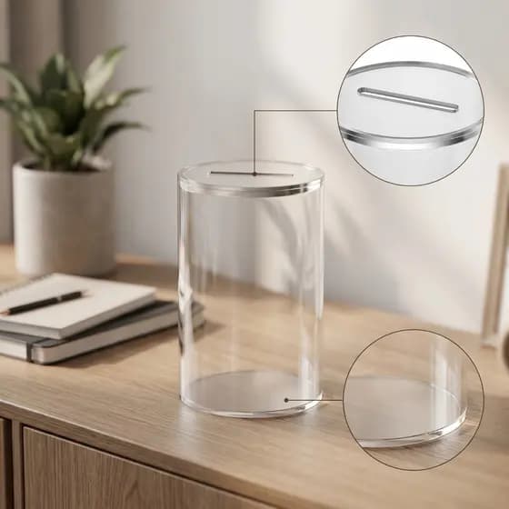 Cofrinho Acrílico Pequeno Banco Transparente Frasco Leve Recipiente Reutilizável Para Crianças , Mesa , Quarto