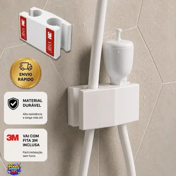 Suporte Encaixe Duplo Mangueirinha Chuveirinho Ducha Banheiro Adesivo Banheiro Fita Dupla Face 3m Universal