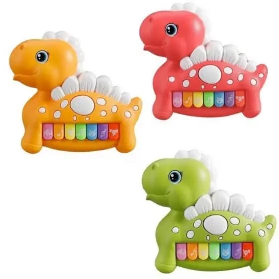 Brinquedo Infantil Teclado Musical Piano Dinossauro Colorido Música Educacional