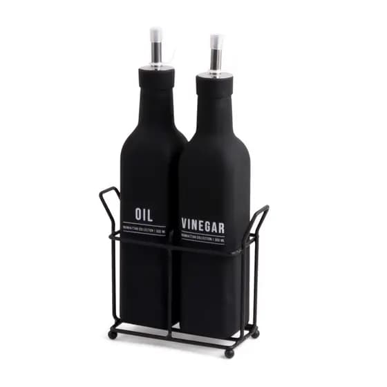 Galheteiro Manhattan 2 Peças Óleo e Vinagre 300ml Com Suporte