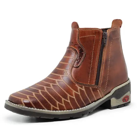 Bota Botina Couro Legítimo Escamada Texana Country