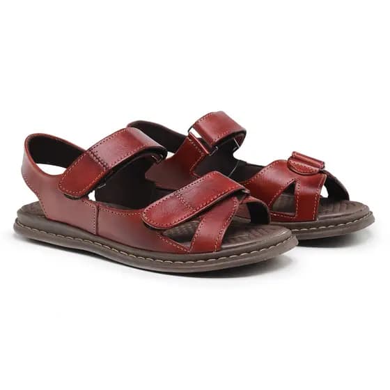 Sandália Masculina Ortopédica Couro Legítimo Confortável Leve Durável Solado Borracha Antiderrapante