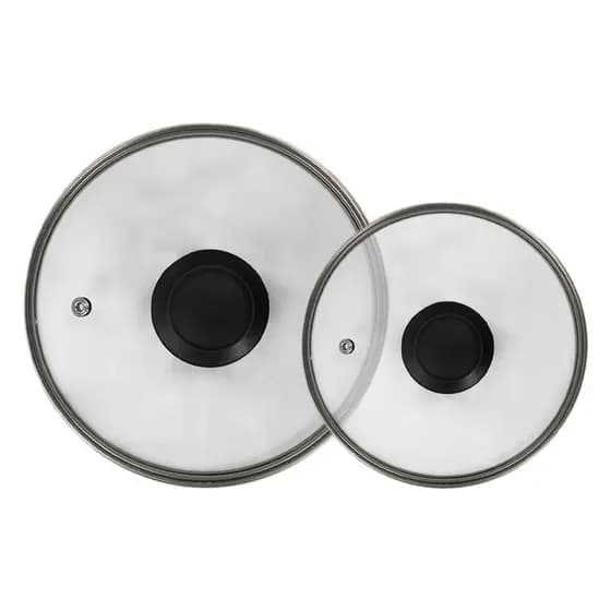 Conjunto De 2 Tampas De Vidro Preta Para Panelas Frigideiras Com 22cm & 24cm