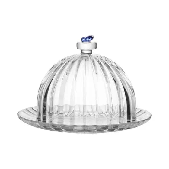 Queijeira Porta Frios Cristal Elegante Borboleta 3D Mesa Posta E Cantinho Do Café