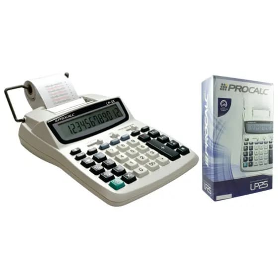 Calculadora De Impressão Procalc 12 Dígitos Lp25 Bobina Mesa Balcão Rolete entintador IR40T