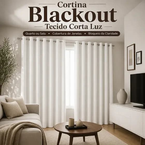 Cortina Blackout Tecido Corta Luz Quarto ou Sala Cobertura de Janelas Bloqueio da Claridade.