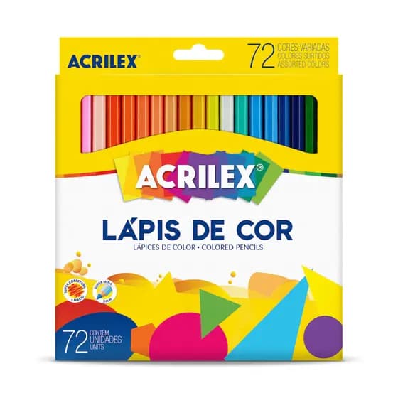 LAPIS DE COR 72 CORES ACRILEX - ALTA QUALIDADE- FACIL DE APONTAR - CORES VIVAS