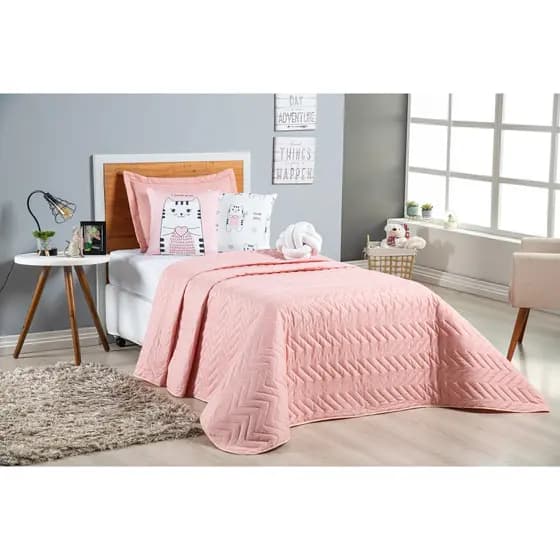 Kit Colcha Cobre Leito Luxo Solteiro + Almofadas + Nozinho 7 Pçs