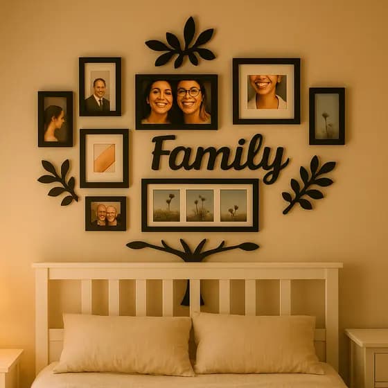 Quadro de Parede Family com Molduras – Painel Personalizável em MDF