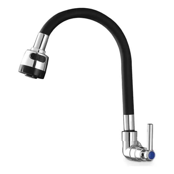 Torneira Parede Flexível Bico Arejador Mangueira Silicone Movel Ducha Jato Preta